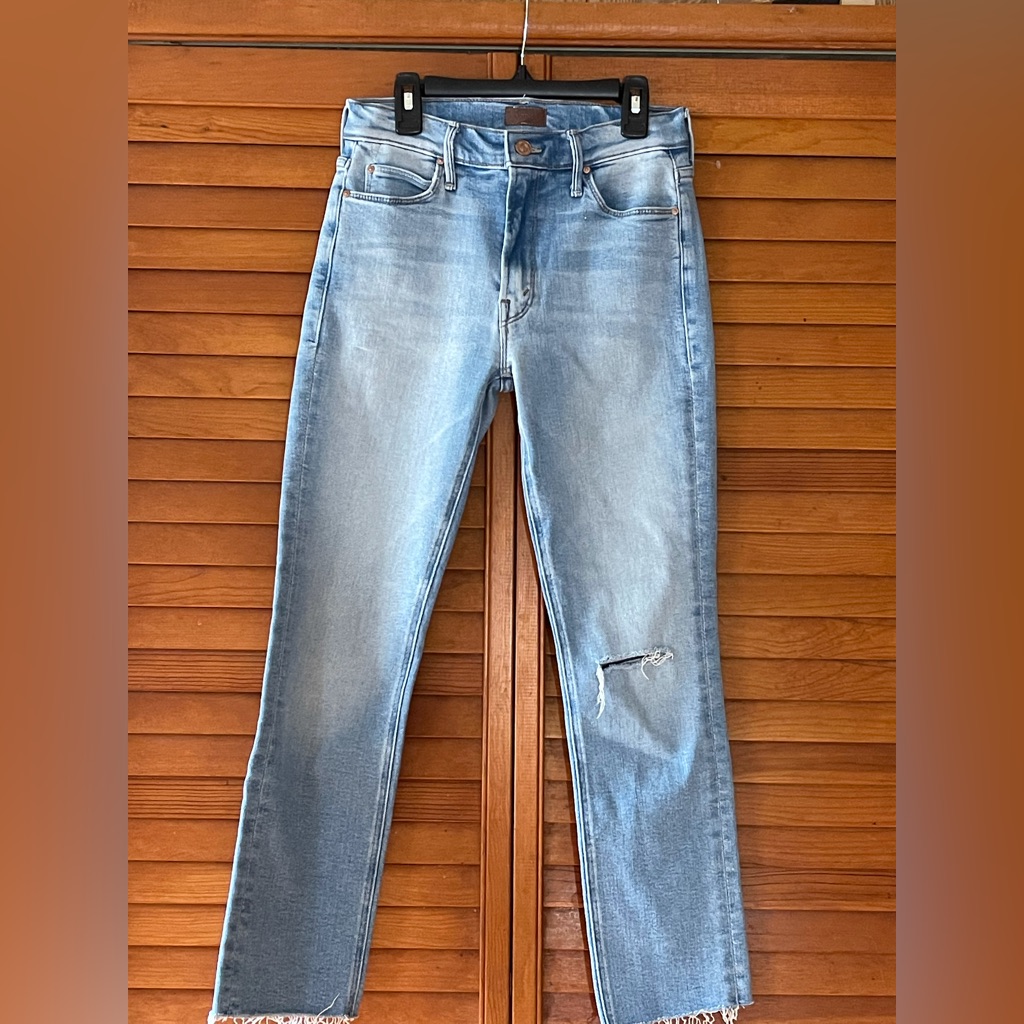 Mother The Dazzler Ripped Mid Rise Ankle Slim Jeans Hopeless Romantic.Sz 26 #28